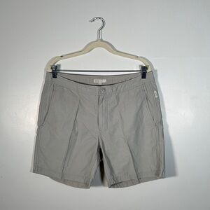 Onia Gray Cotton Shorts Size 34 Casual Classic Flat Front Summer Essential Mens